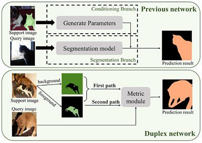 Few-shot segmentation with duplex network and attention augmented module